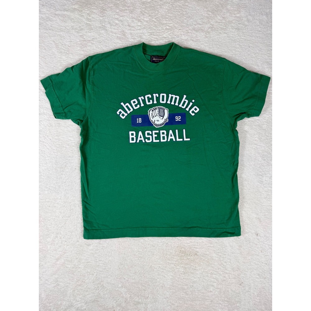 Abercrombie Baseball Graphic Tee Kids Small Green Vintage Sporty Shirt‎